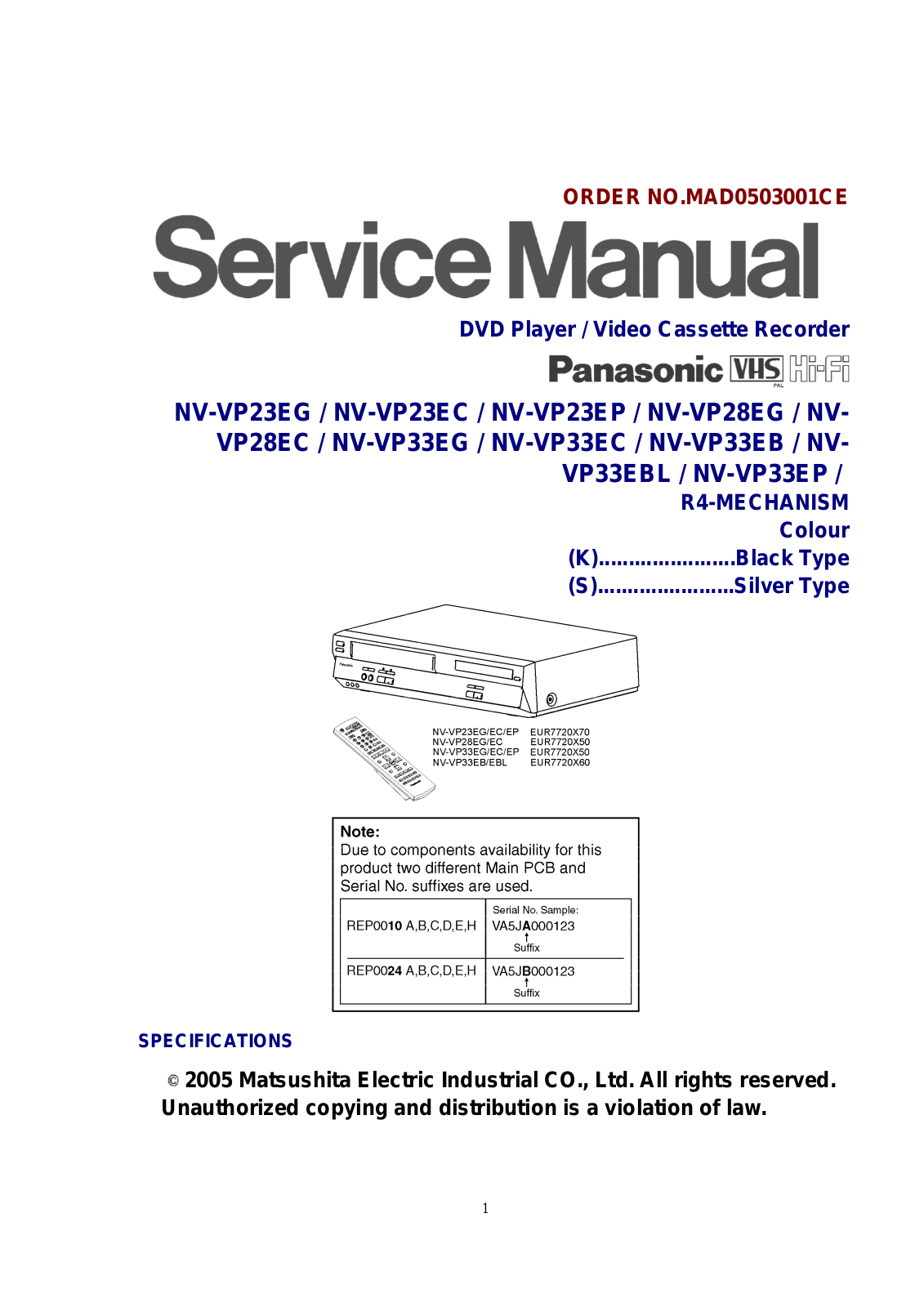 Panasonic NV-VP23-33 EC Schematic