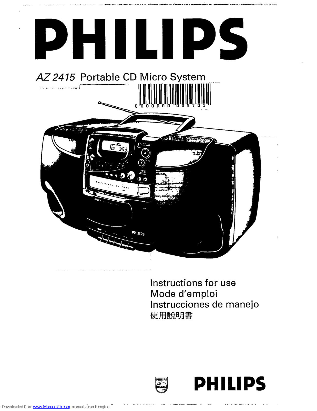 Philips AZ241517, AZ2415, AZ2415/11H, AZ2415/17S, AZ2415/00 Instructions For Use Manual