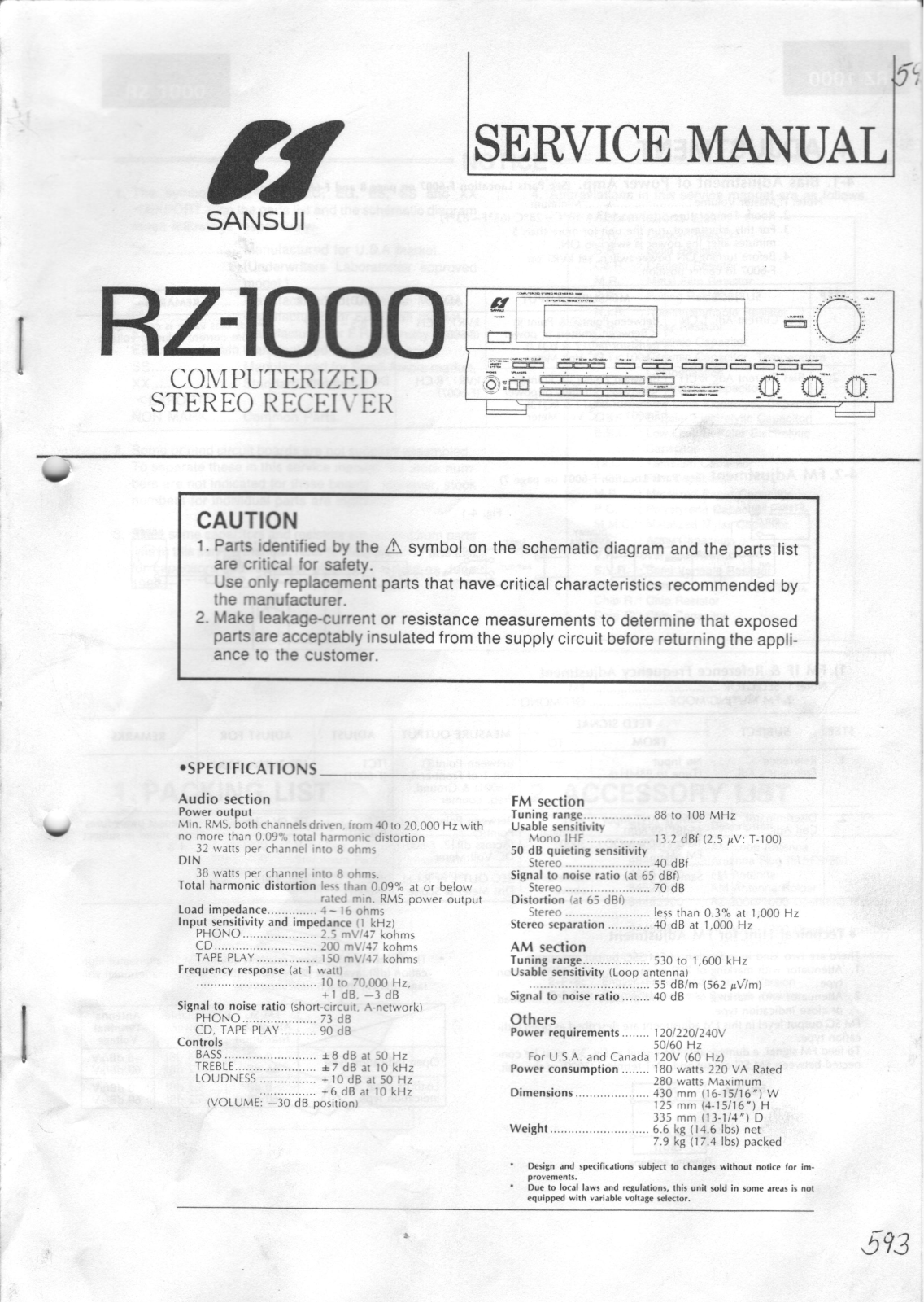 Sansui RZ-1000 Service manual