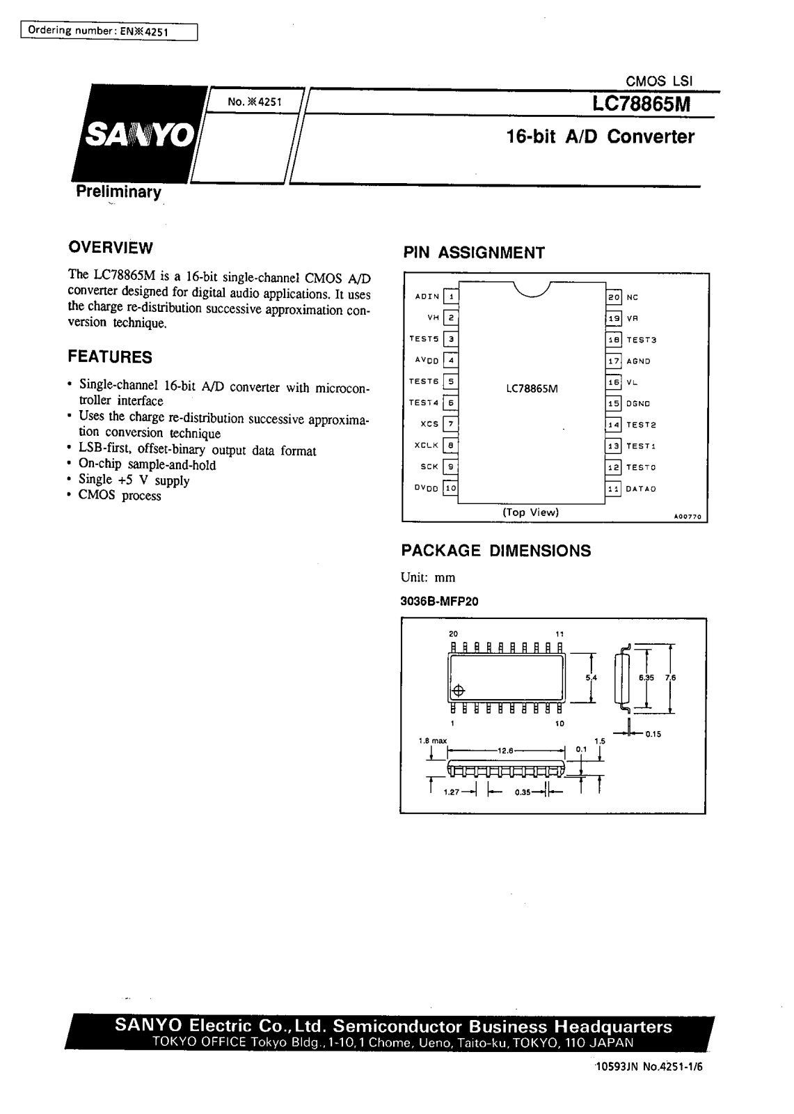 SANYO LC78865M Datasheet