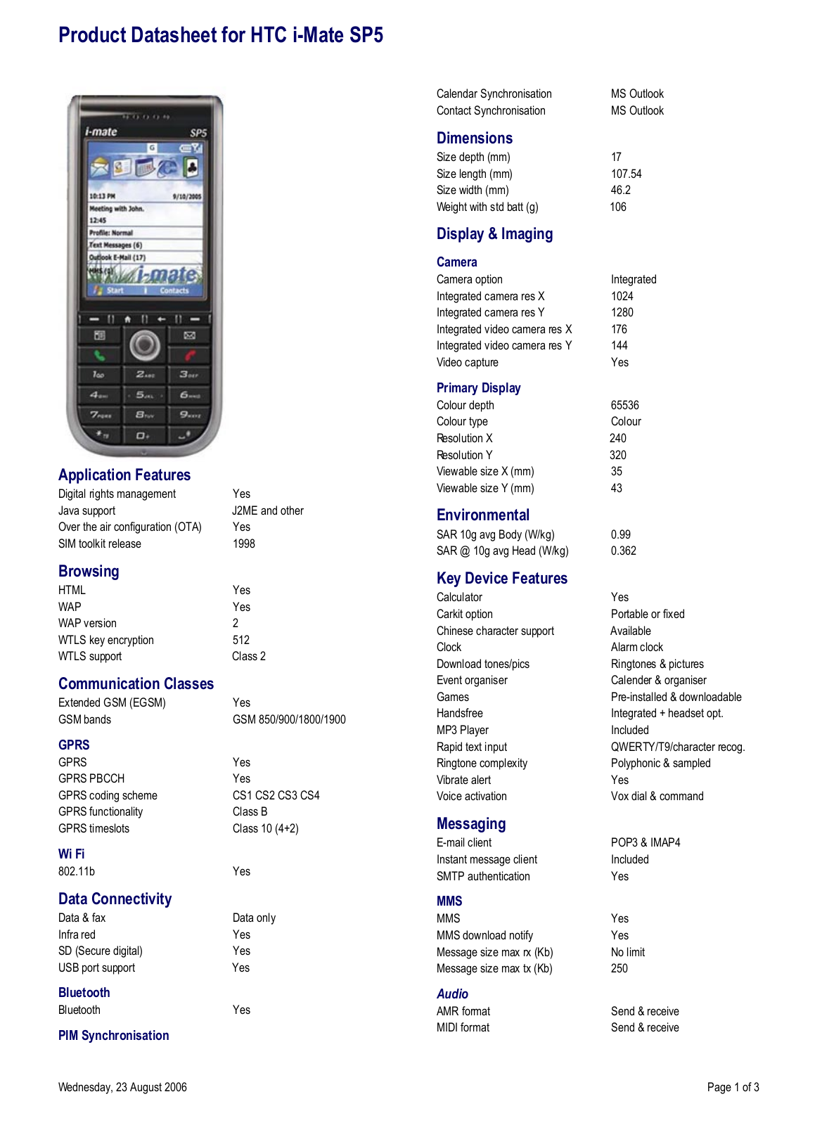 I-mate SP5 User Manual