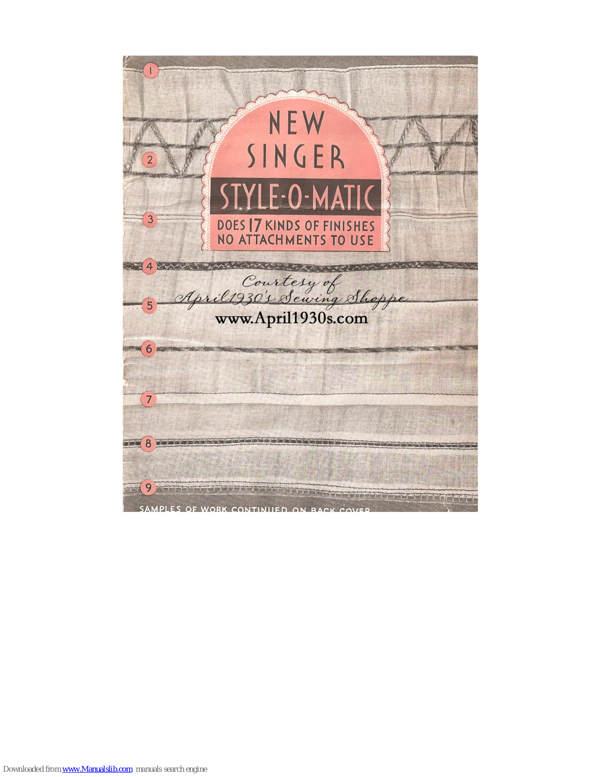 Singer Style-O-Matic Instruction Manual - ManualMachine.com
