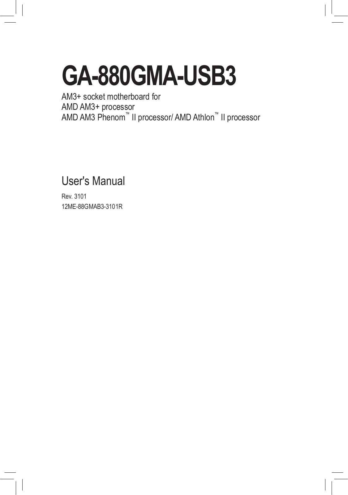 Gigabyte GA-880GMA-USB3 (rev. 3.1) User Manual