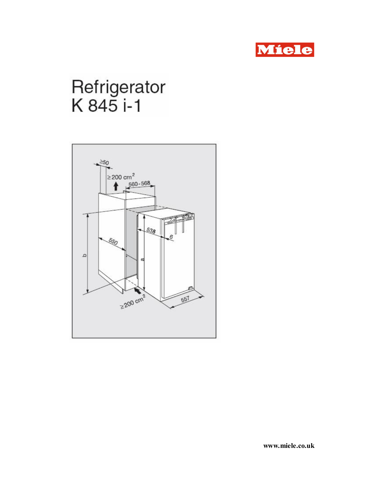 Miele K 845 I-1 User Manual