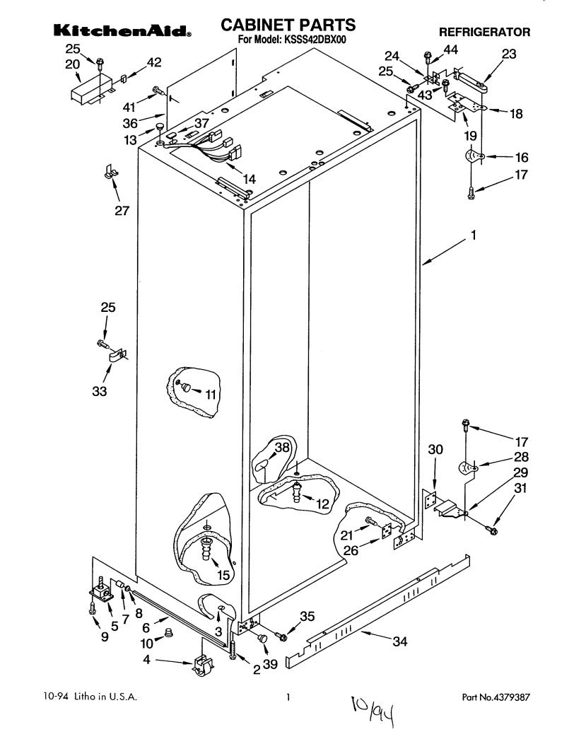 KitchenAid KSSS42DBX00 Parts List