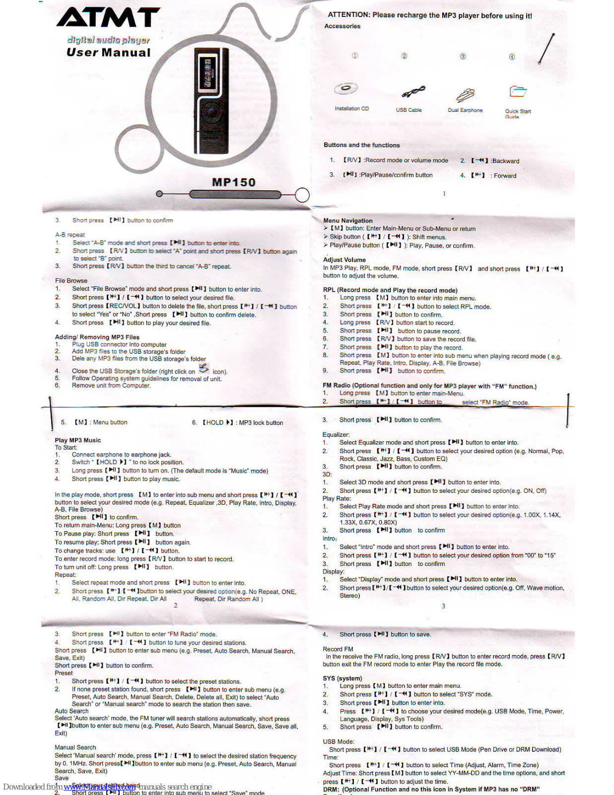 ATMT 2-PLAY MP150 User Manual - ManualMachine.com
