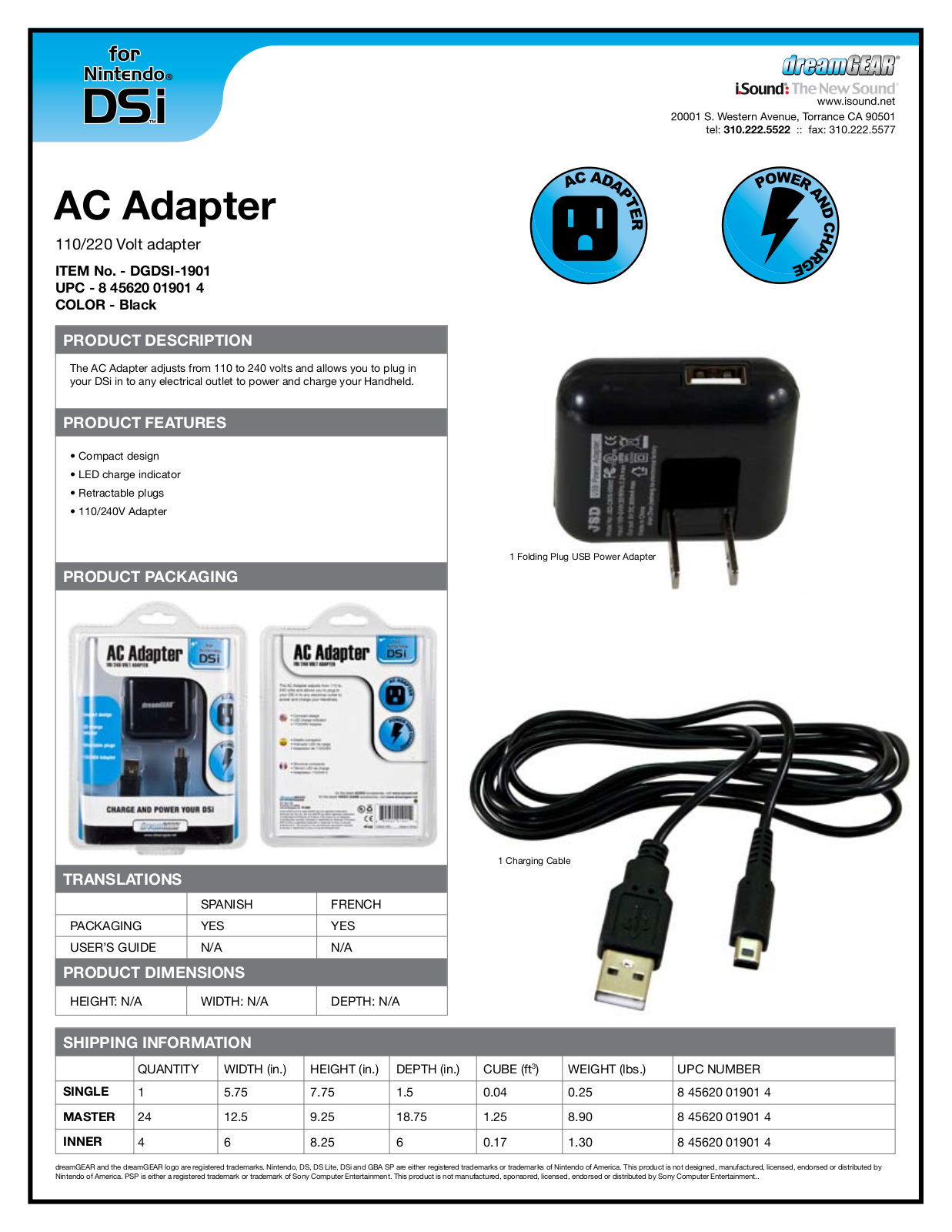 Dreamgear DGDSI-1901 DATASHEET