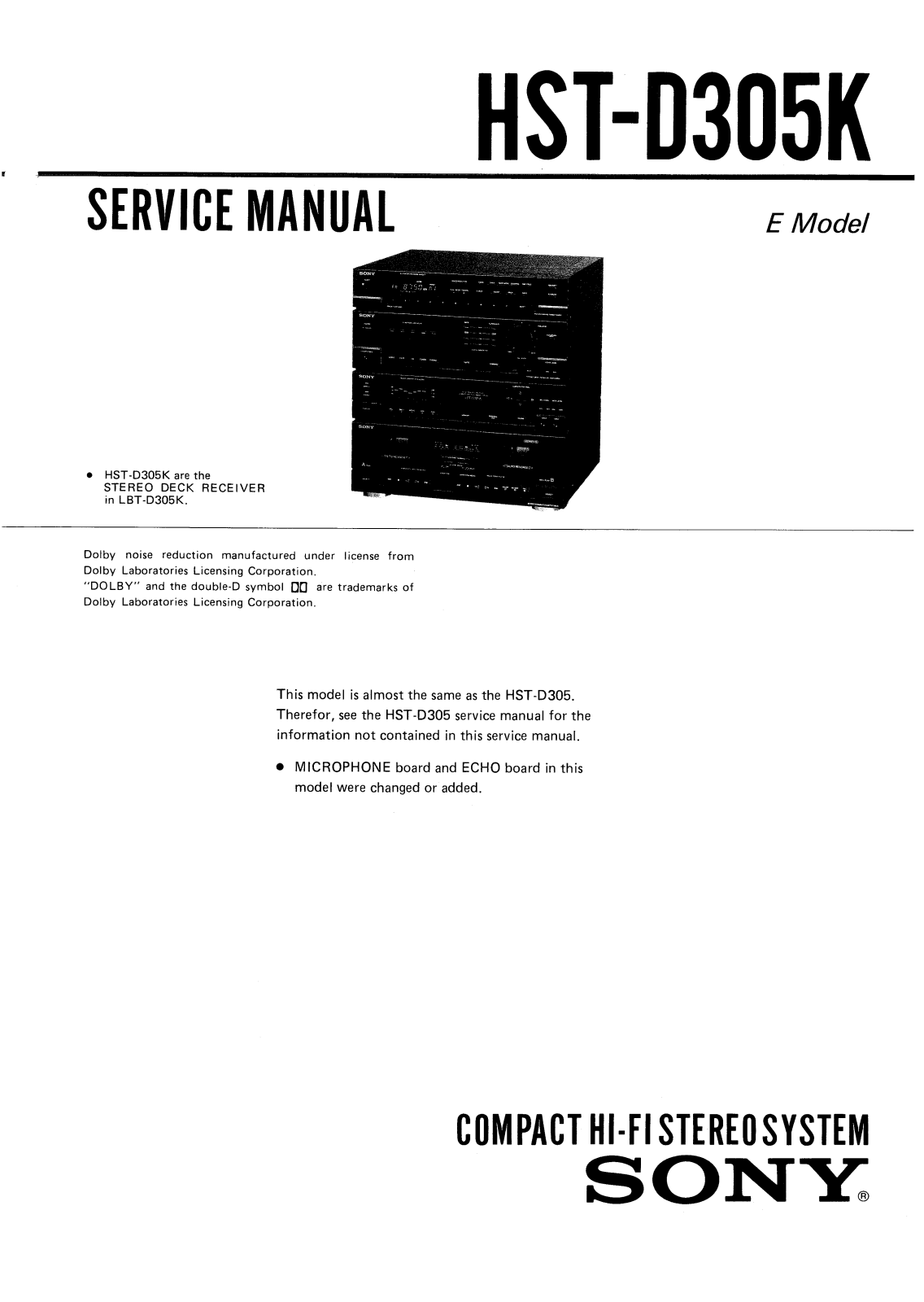 Sony HSTD-305-K Service manual