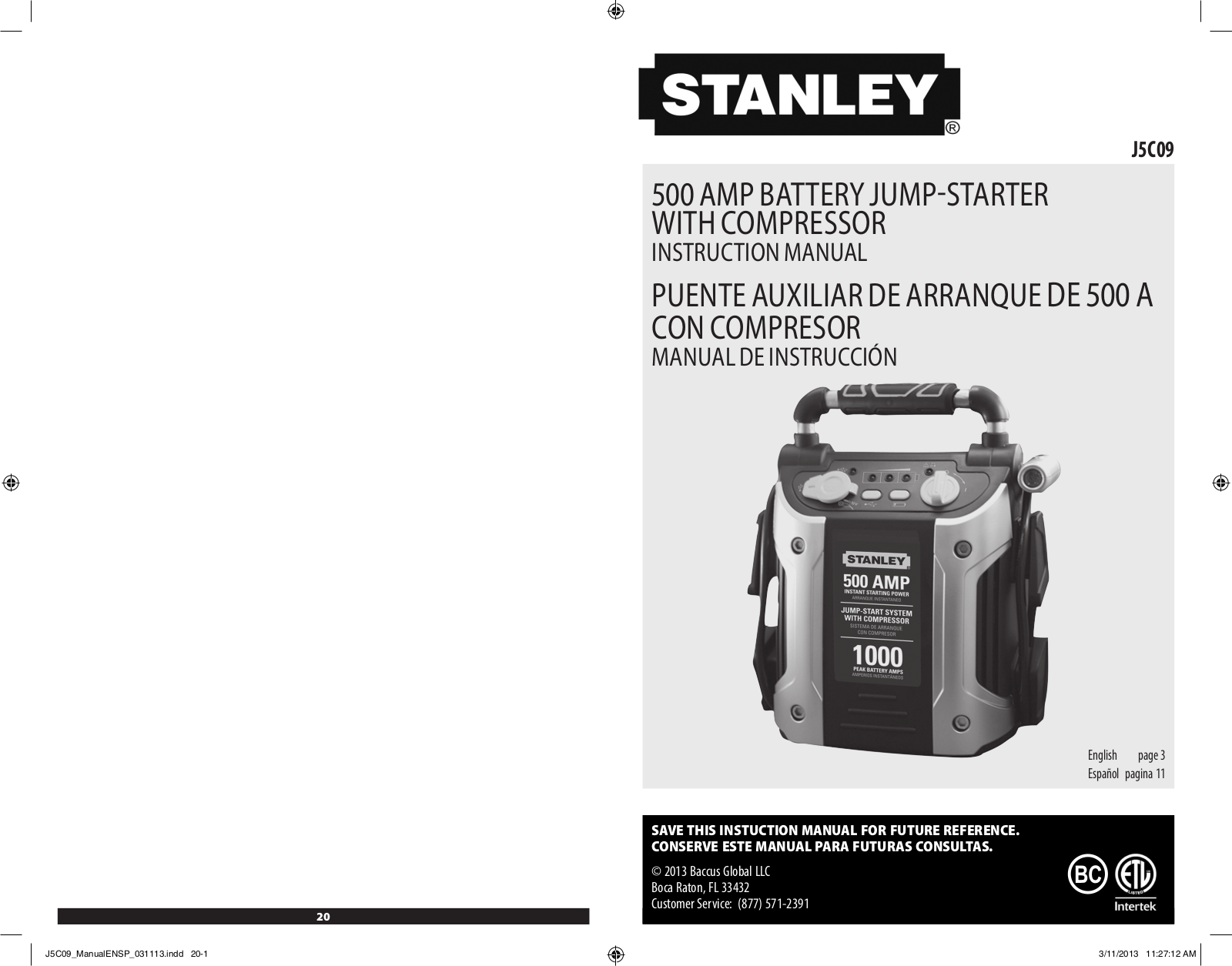 Stanley J5C09AU User Manual