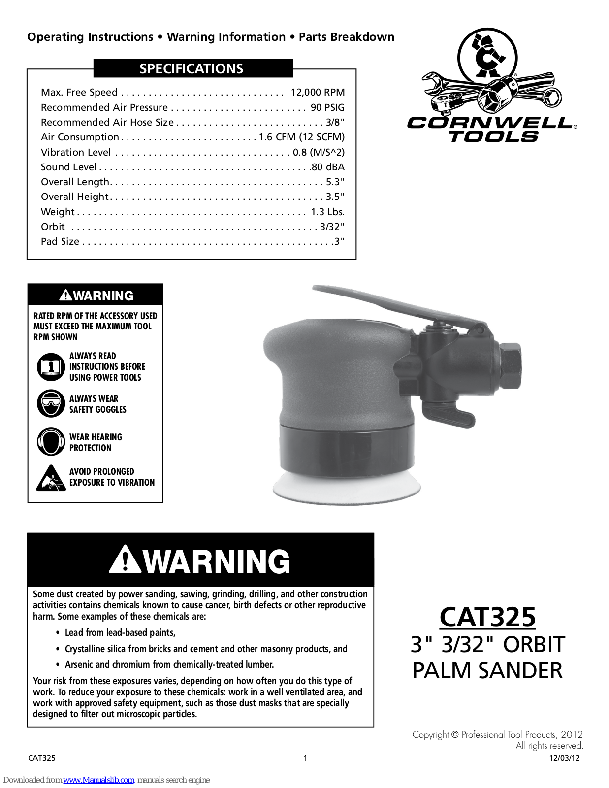 Cornwell Tools CAT325 Quick Manual - ManualMachine.com