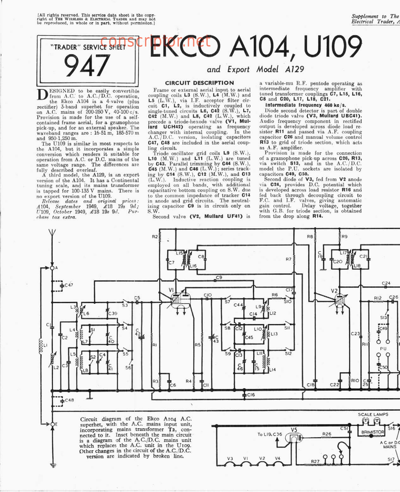 EKCO A129 Service manual