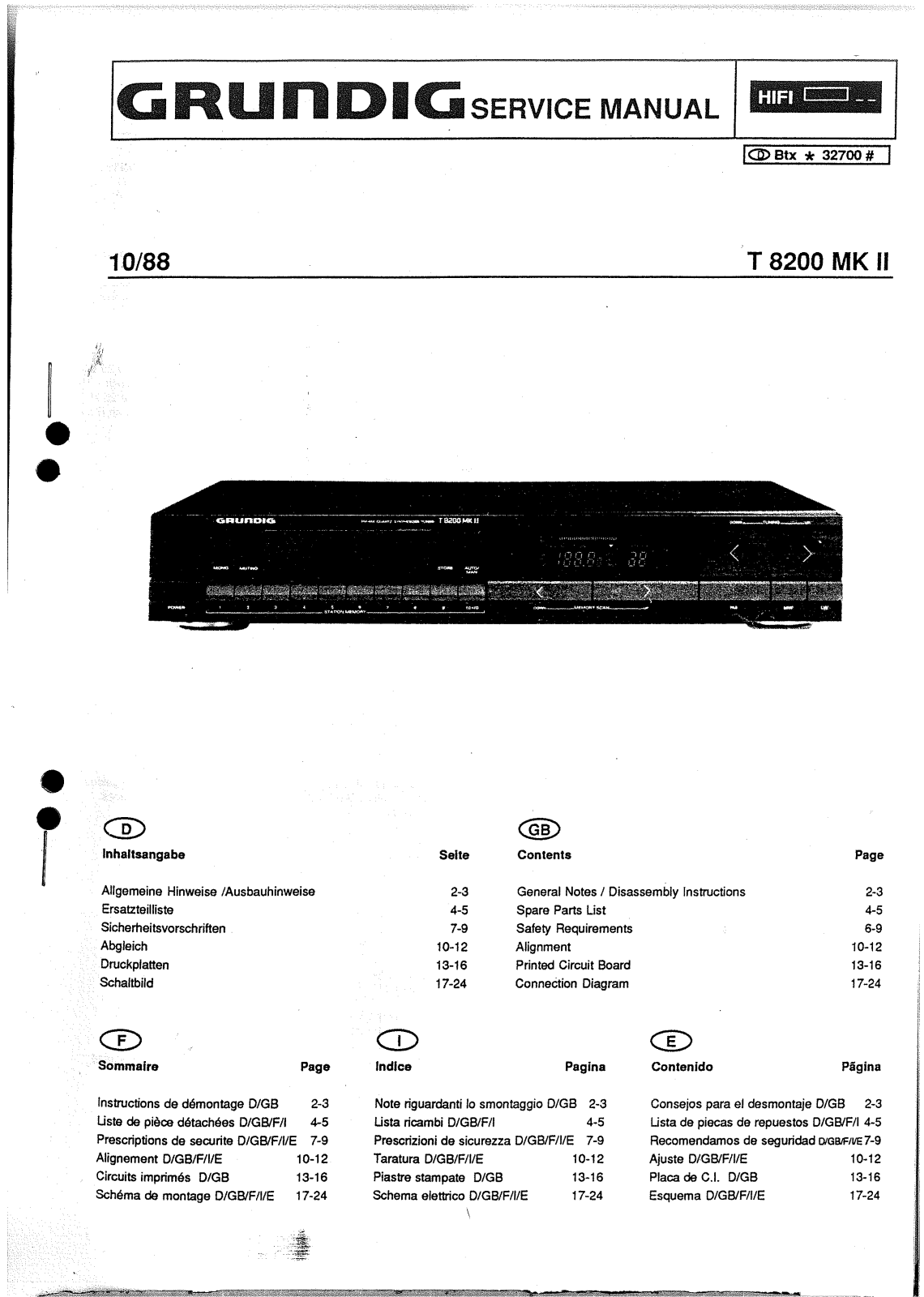 Grundig T-8200-MKII Schematic