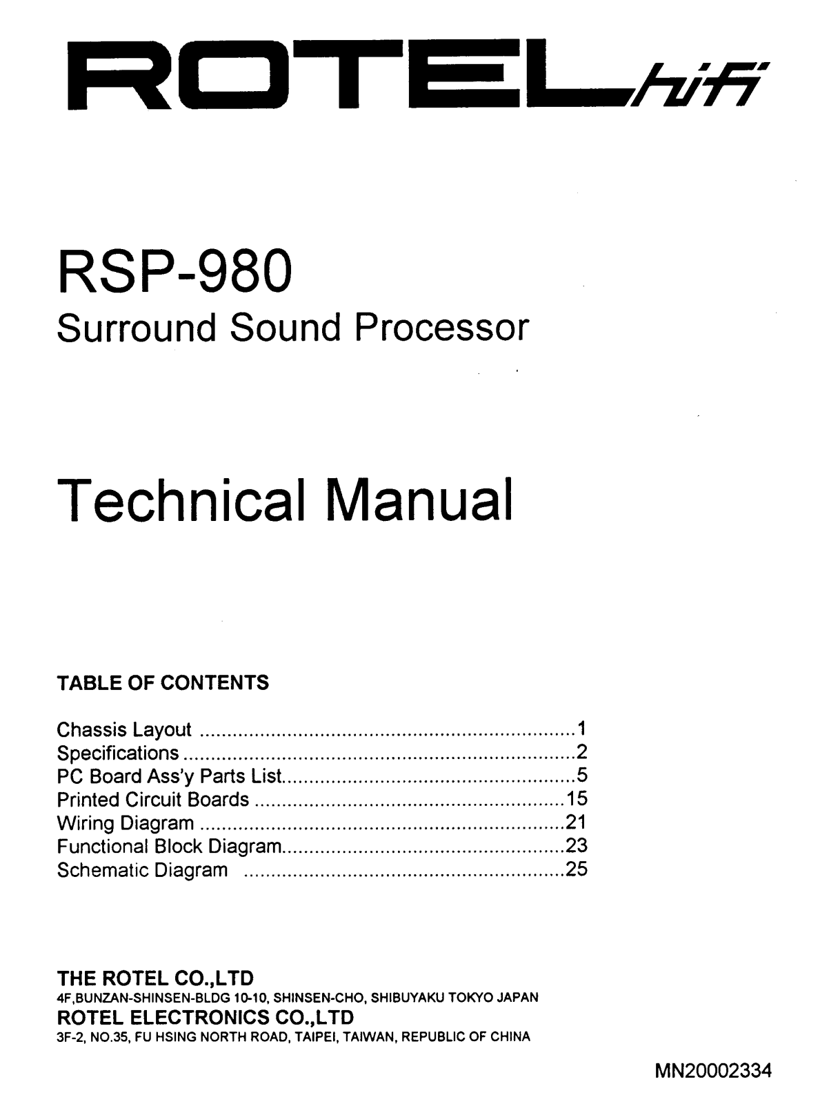 Rotel RSP-980 Service manual