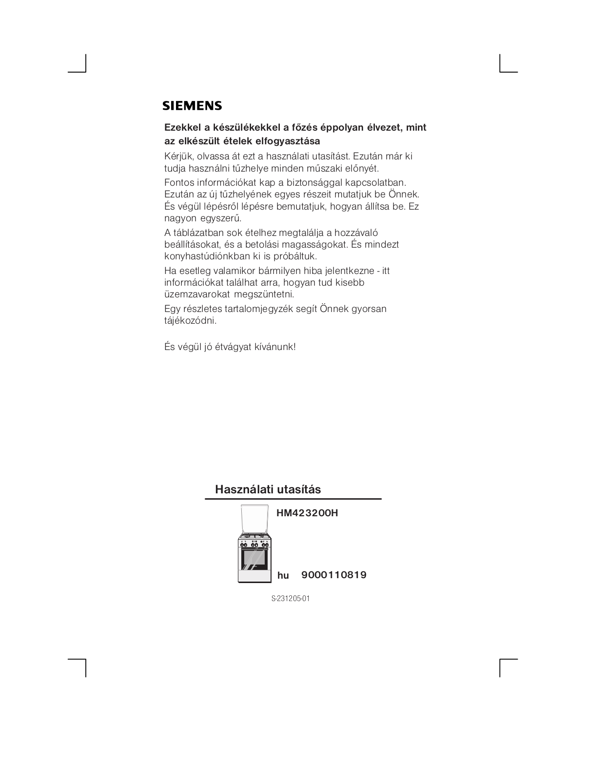 Siemens HM423200H User Manual