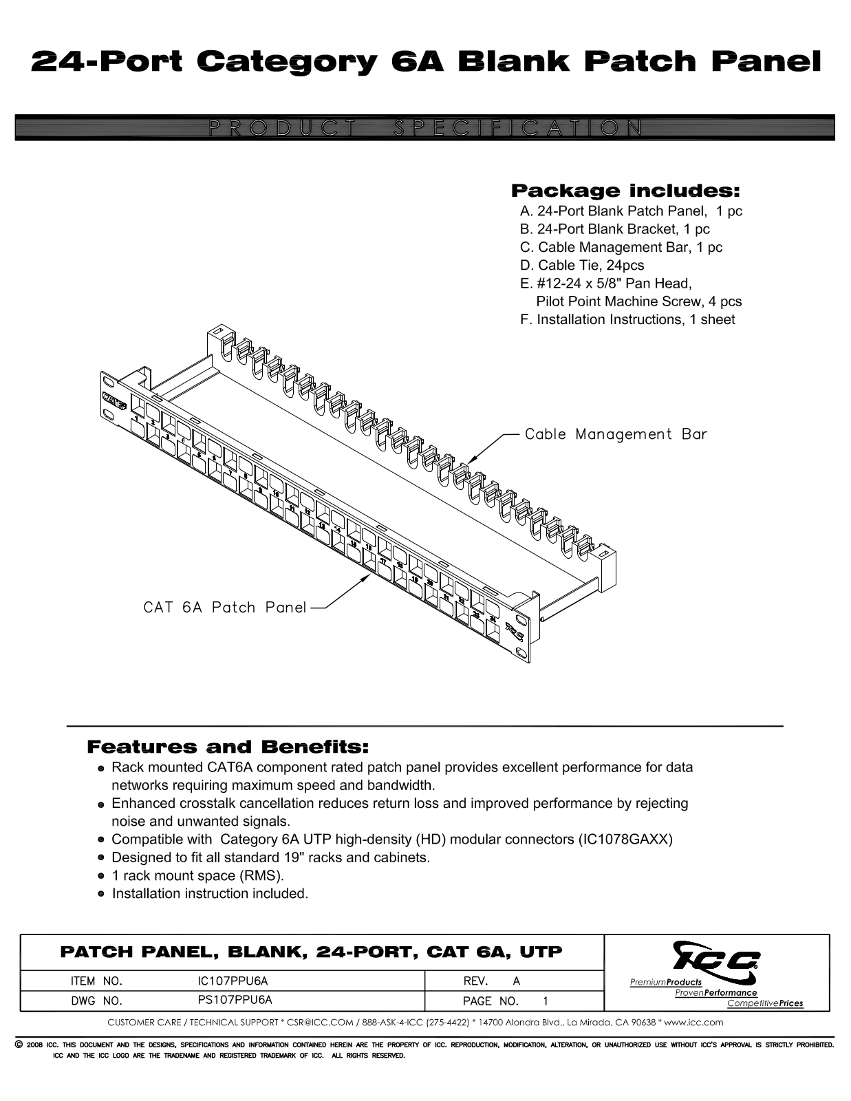 ICC IC107PPU6A Specsheet