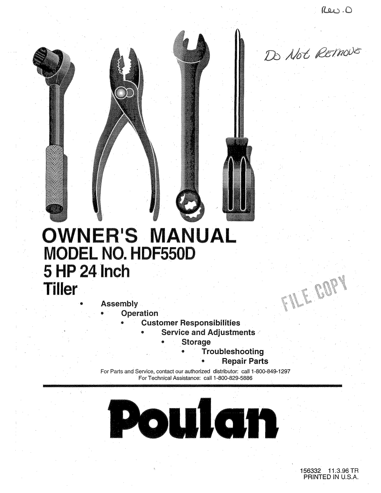 Poulan HDF550D User Manual