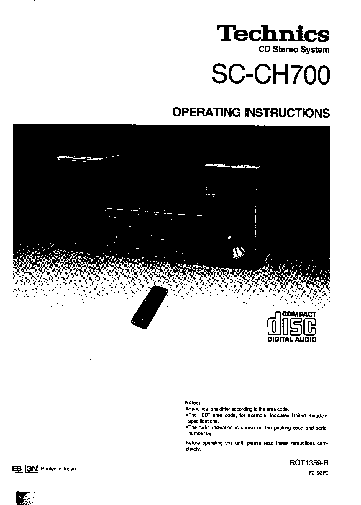 Technics SC-CH700 User Manual