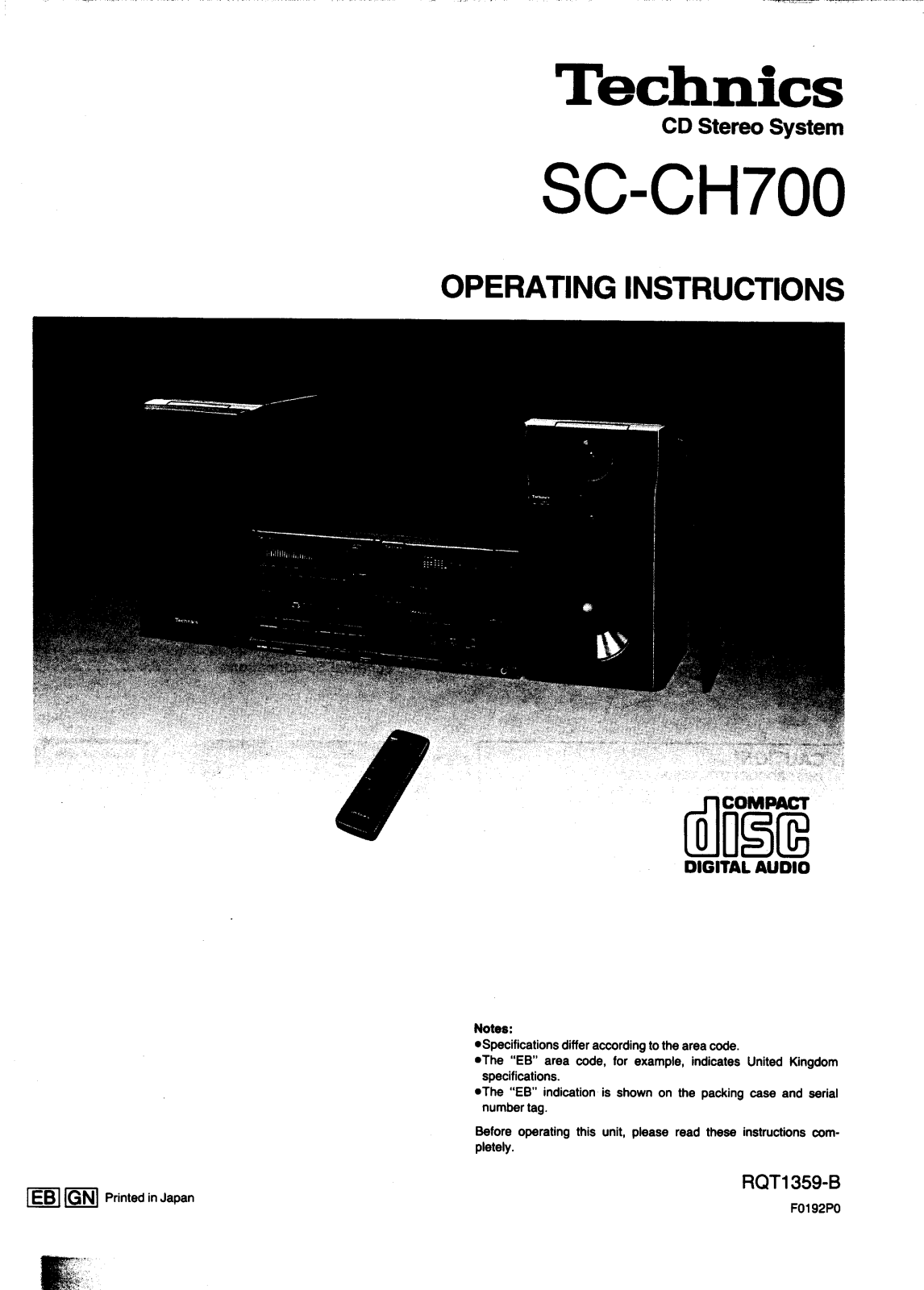 Technics SC-CH700 User Manual