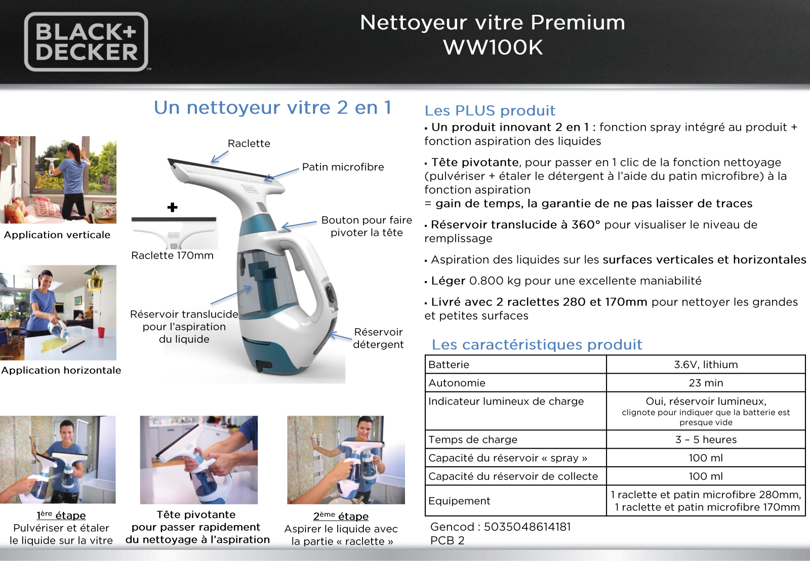 Black & Decker WW100K product sheet