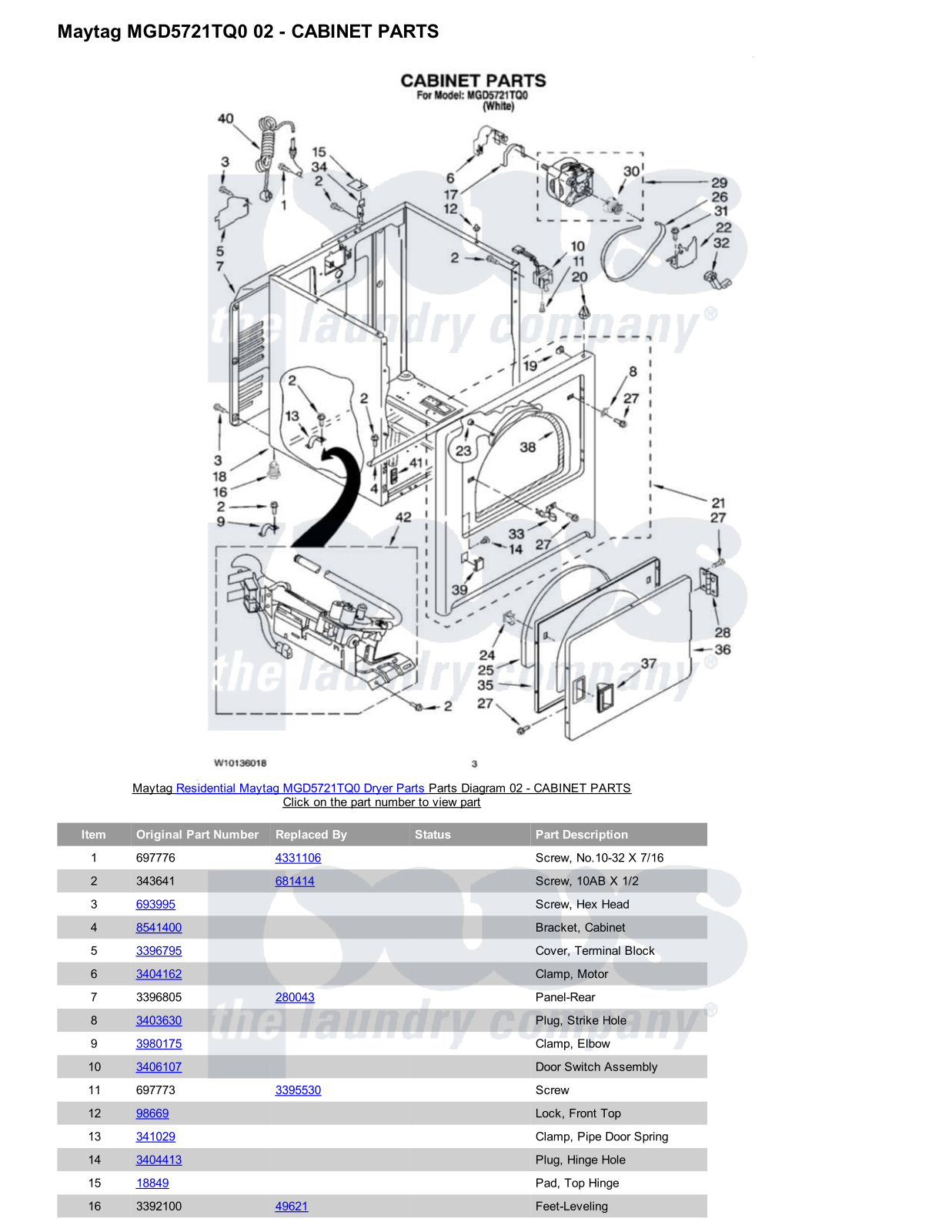 Maytag MGD5721TQ0 Parts Diagram