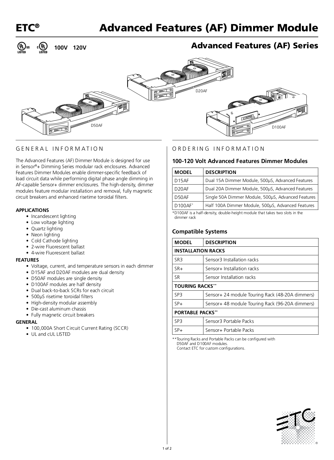 ETC D20DHR, D20AF Data Sheet