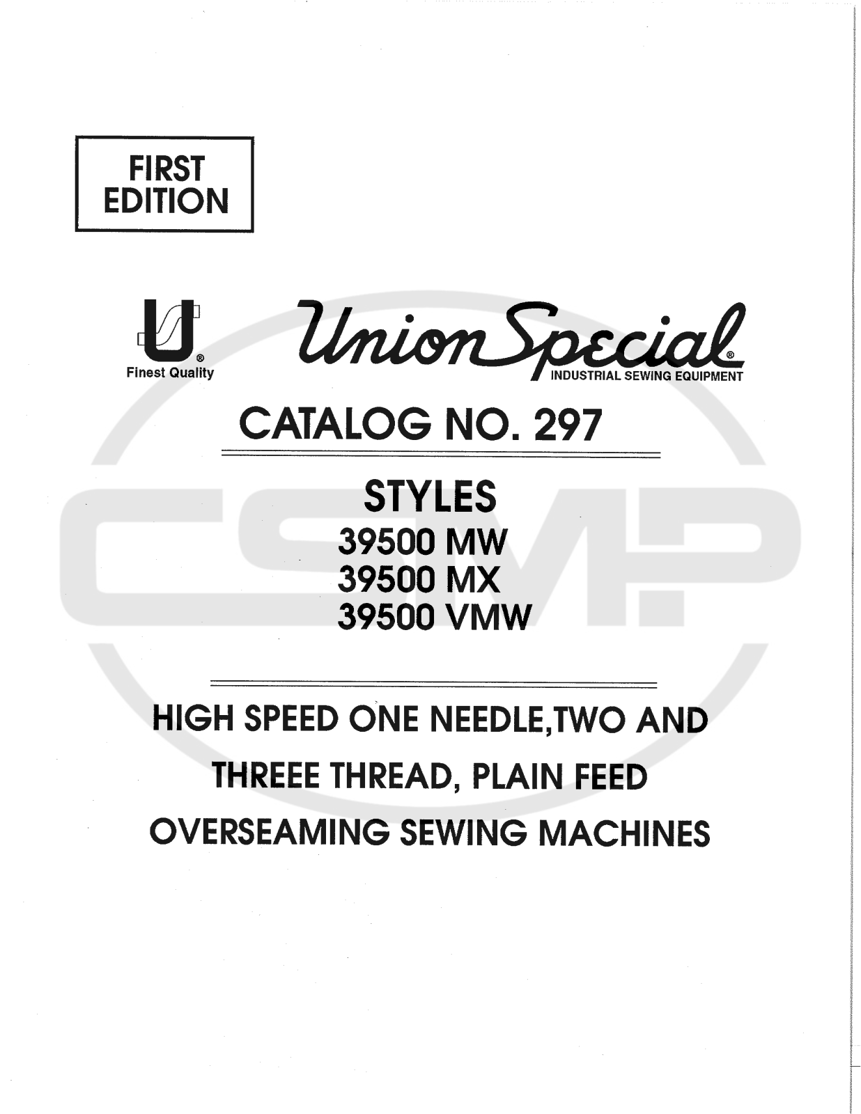 Union Special 39500VMW Parts Book