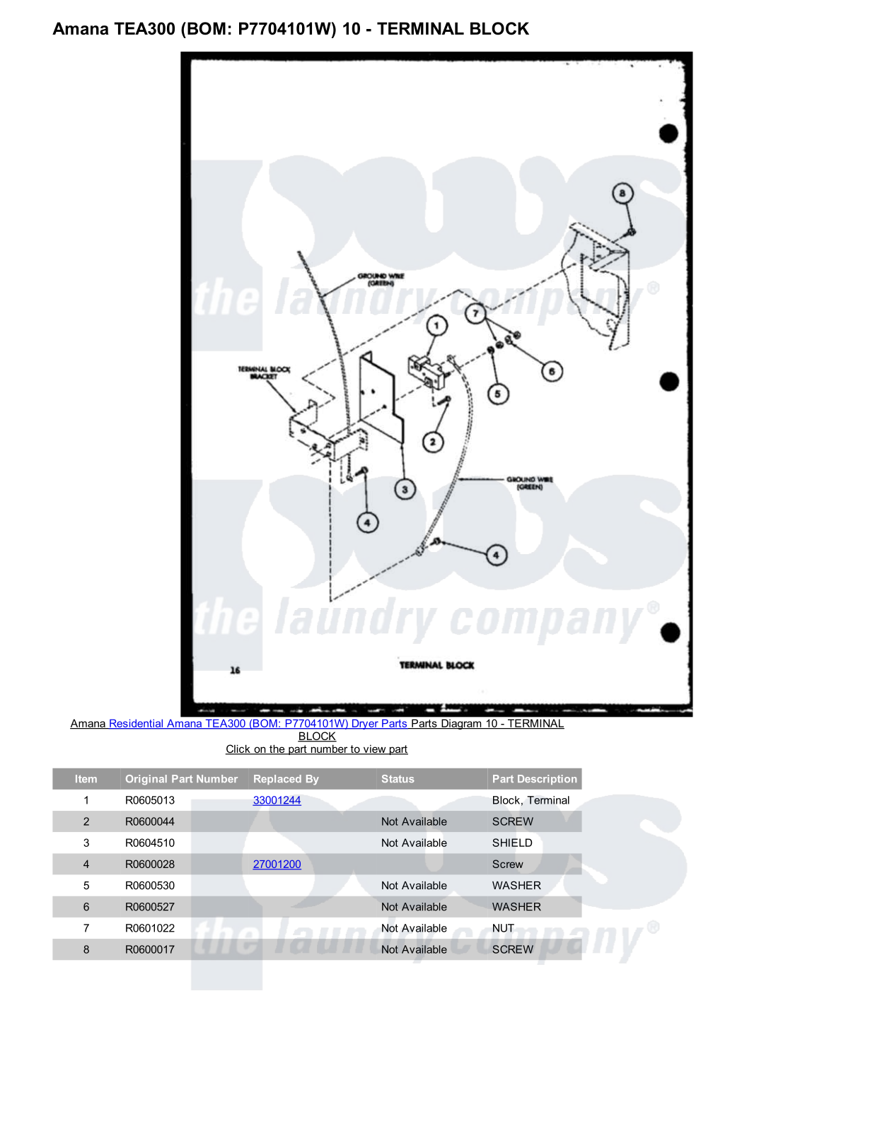 Amana TEA300 Parts Diagram