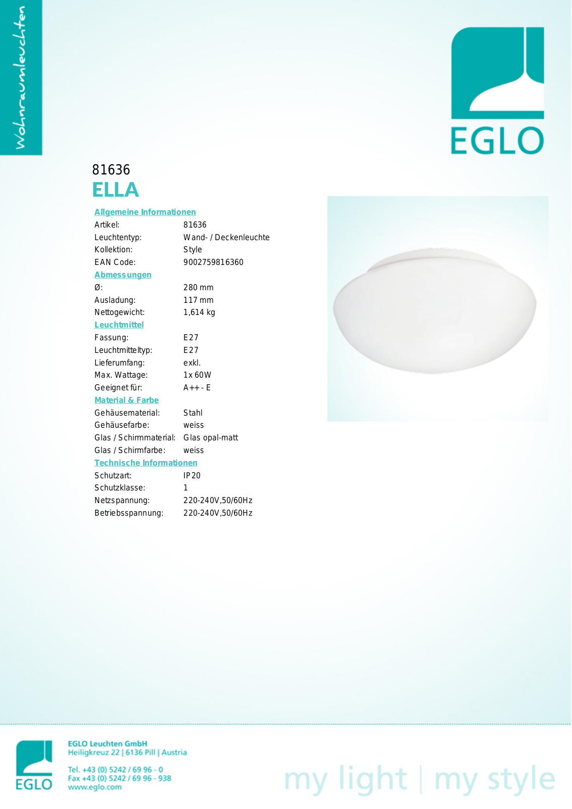 Eglo 81636 Service Manual