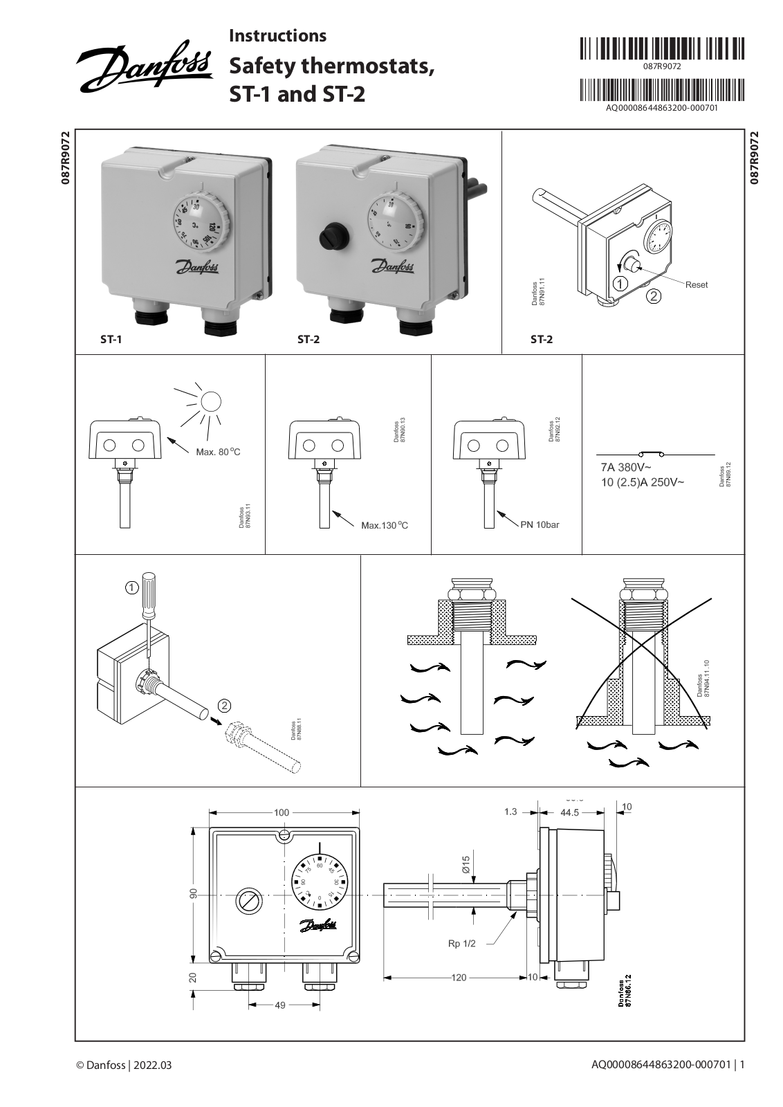 Danfoss ST-1, ST-2 Operating guide