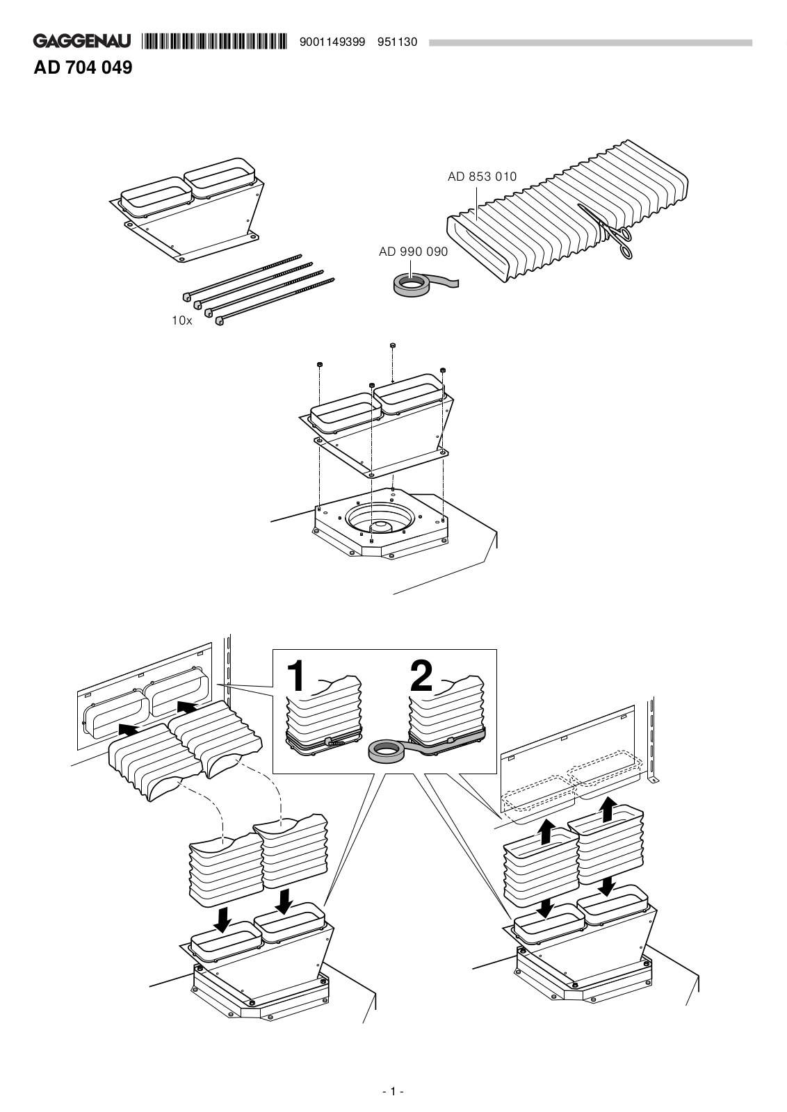 Gaggenau AD704049 INSTALLATION INSTRUCTIONS AND OPERATION MANUAL