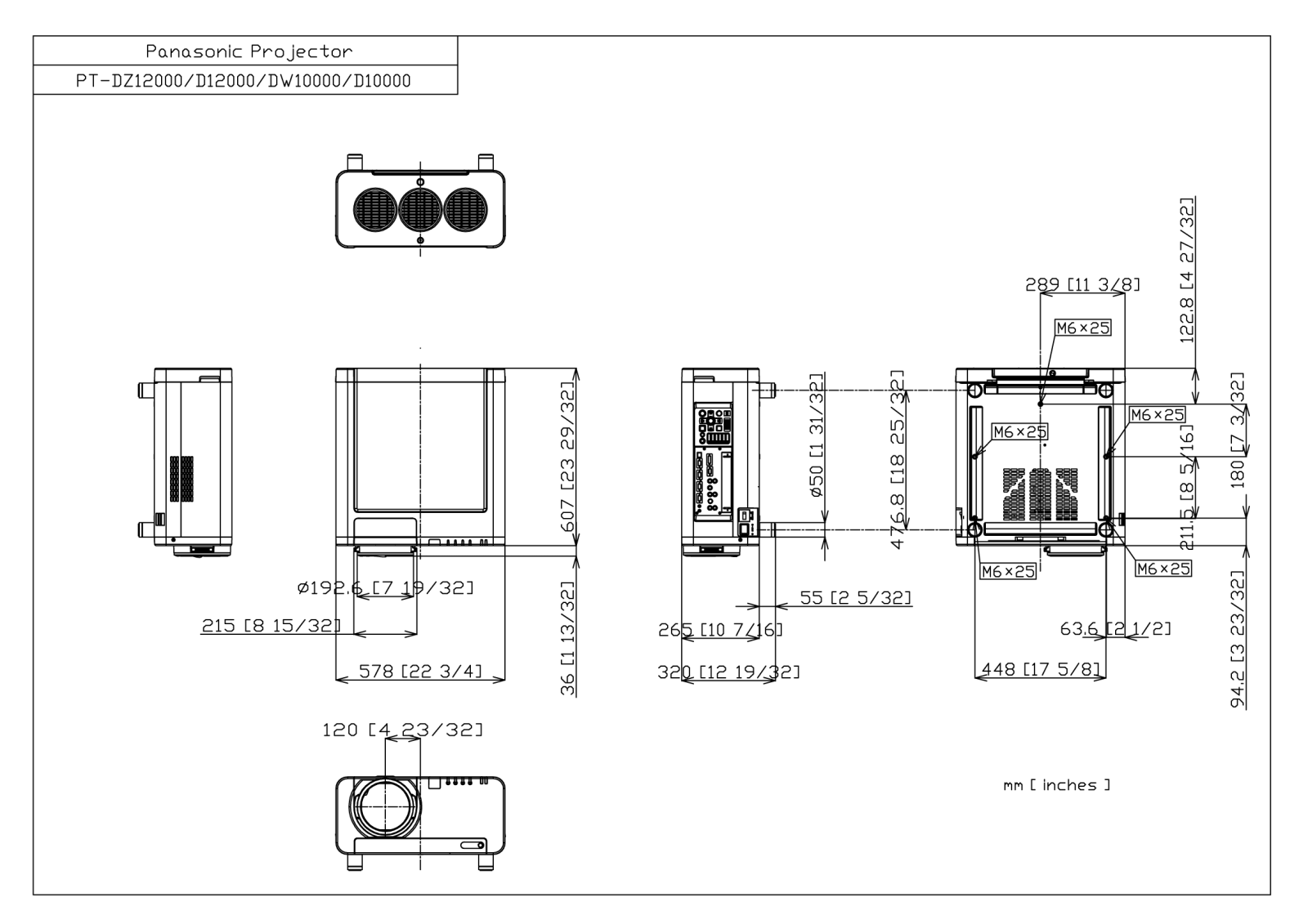 Panasonic PT-D12000U, PT-DZ12000U CAD Drawing