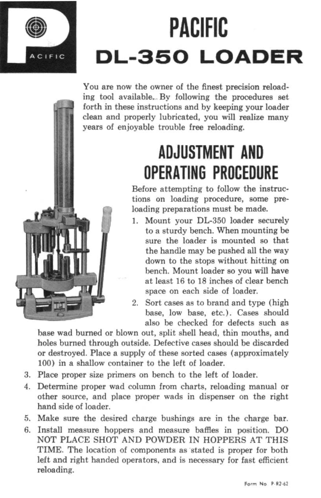 Pacific DL-350 Operating Instructions