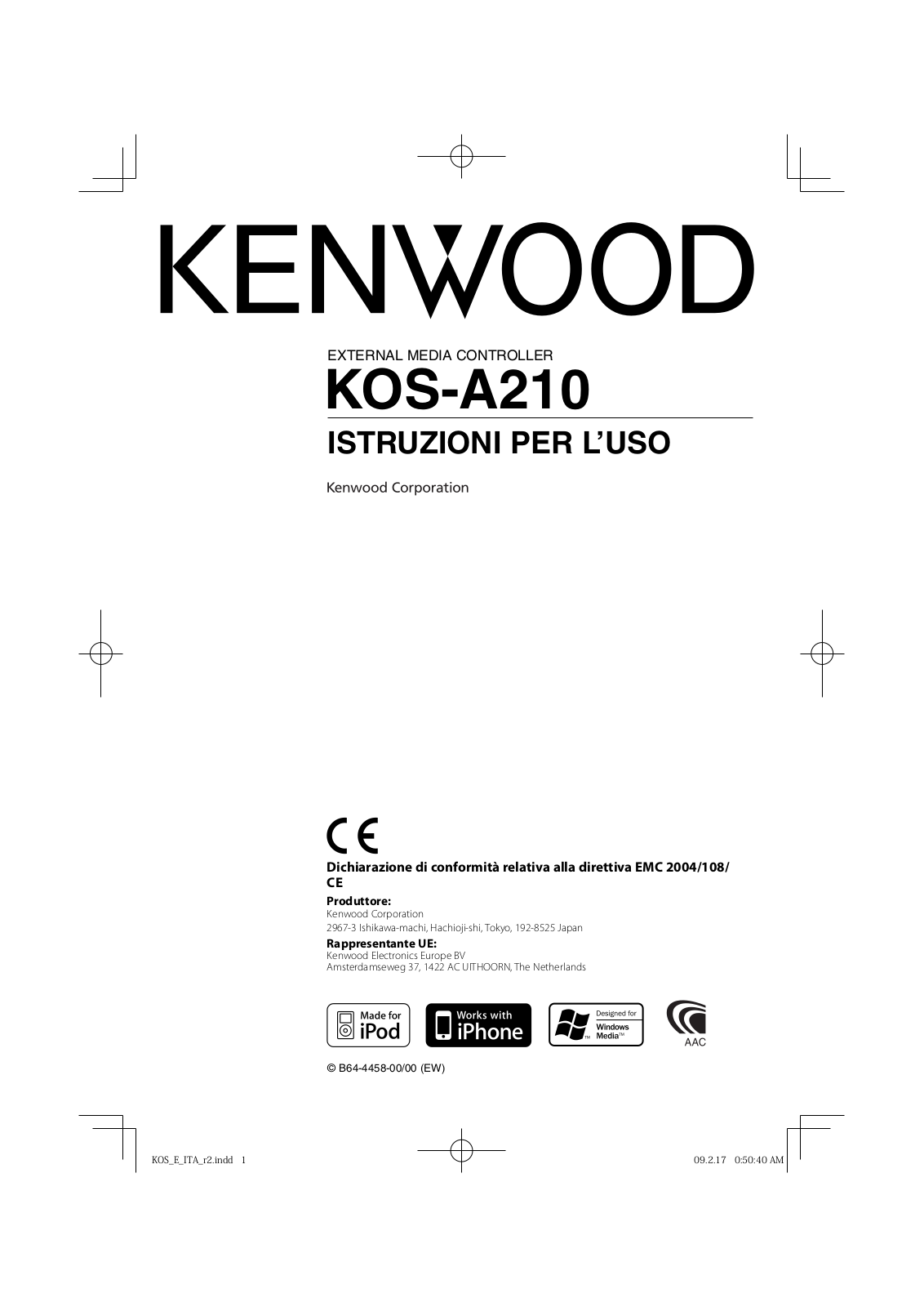 Kenwood KOS-A210 User Manual