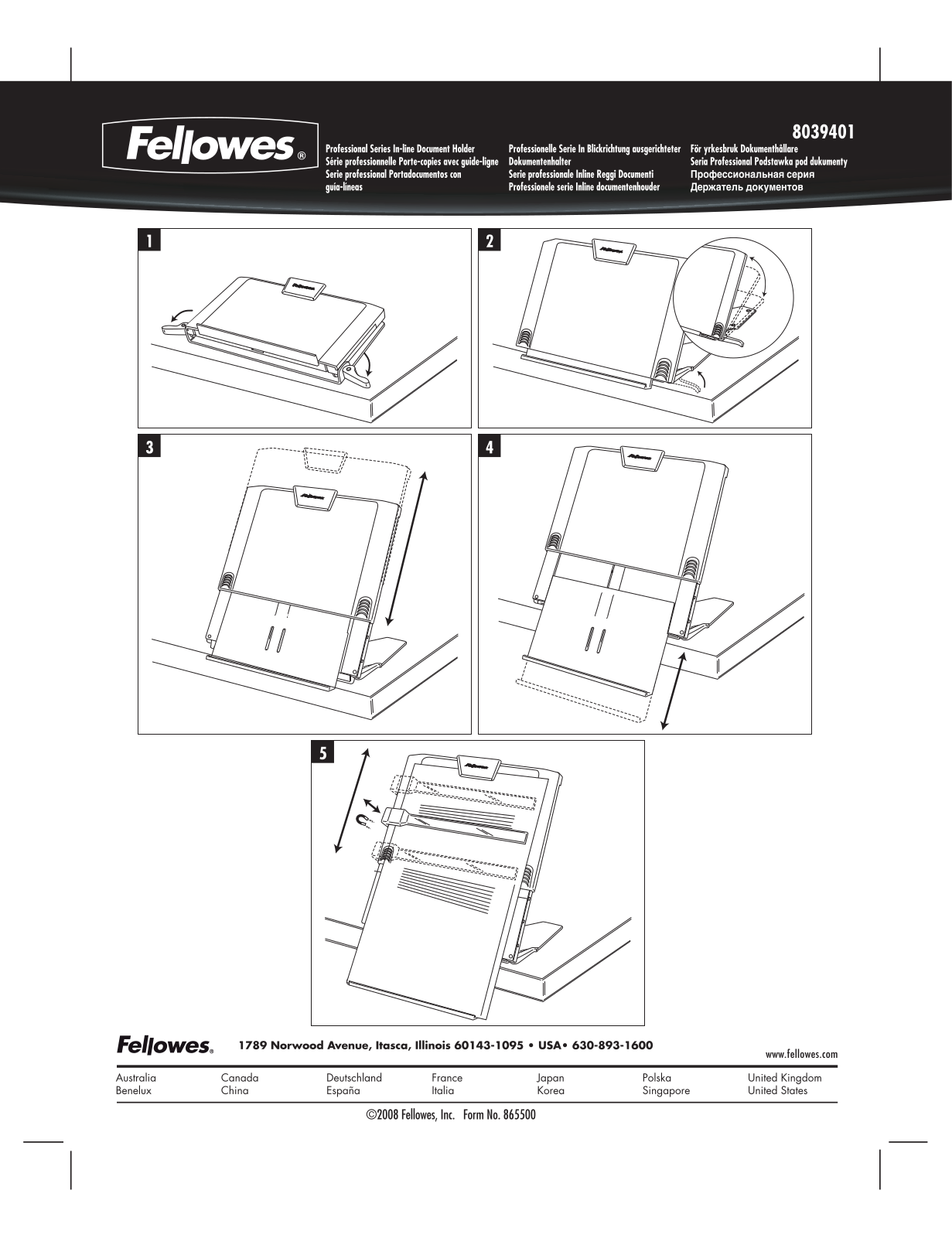 Fellowes Professional   In-Line Document Holder User Manual