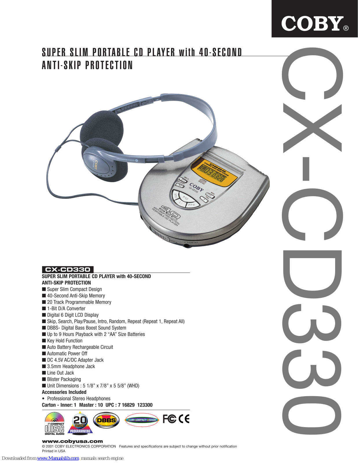 Coby CXCD330 Specifications