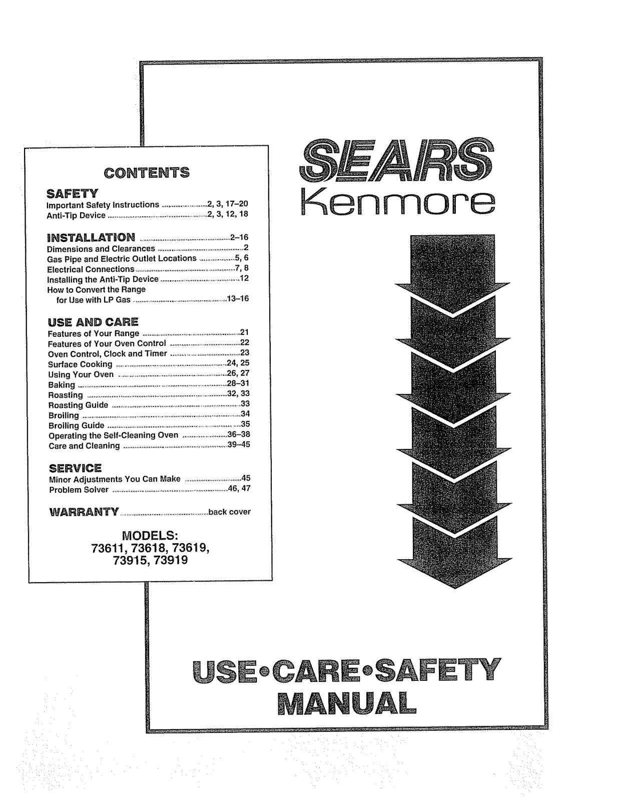 Kenmore 3627361890, 3627361190 Owner’s Manual