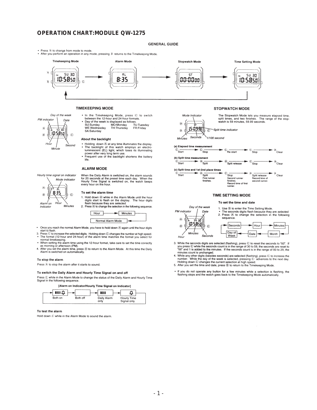 Casio A168W1 User Manual