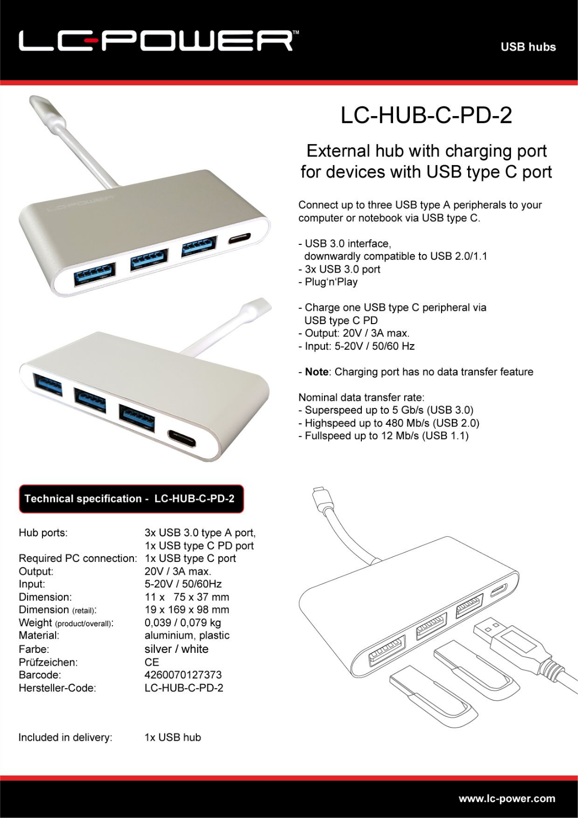 LC-Power LC-HUB-C-PD-2 User Manual