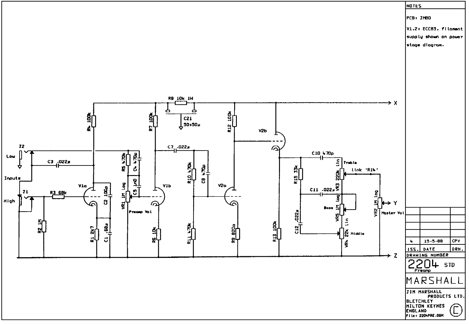 Marshall 2204-Preamp Schematic