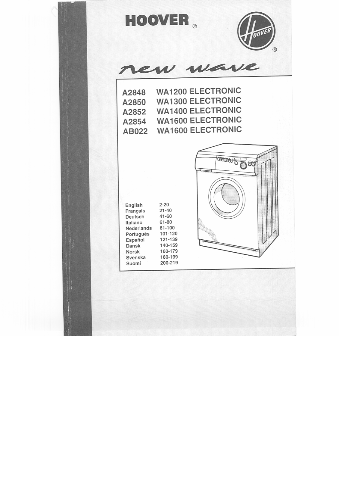 HOOVER A2848, A2850, A2852, A2854 User Manual