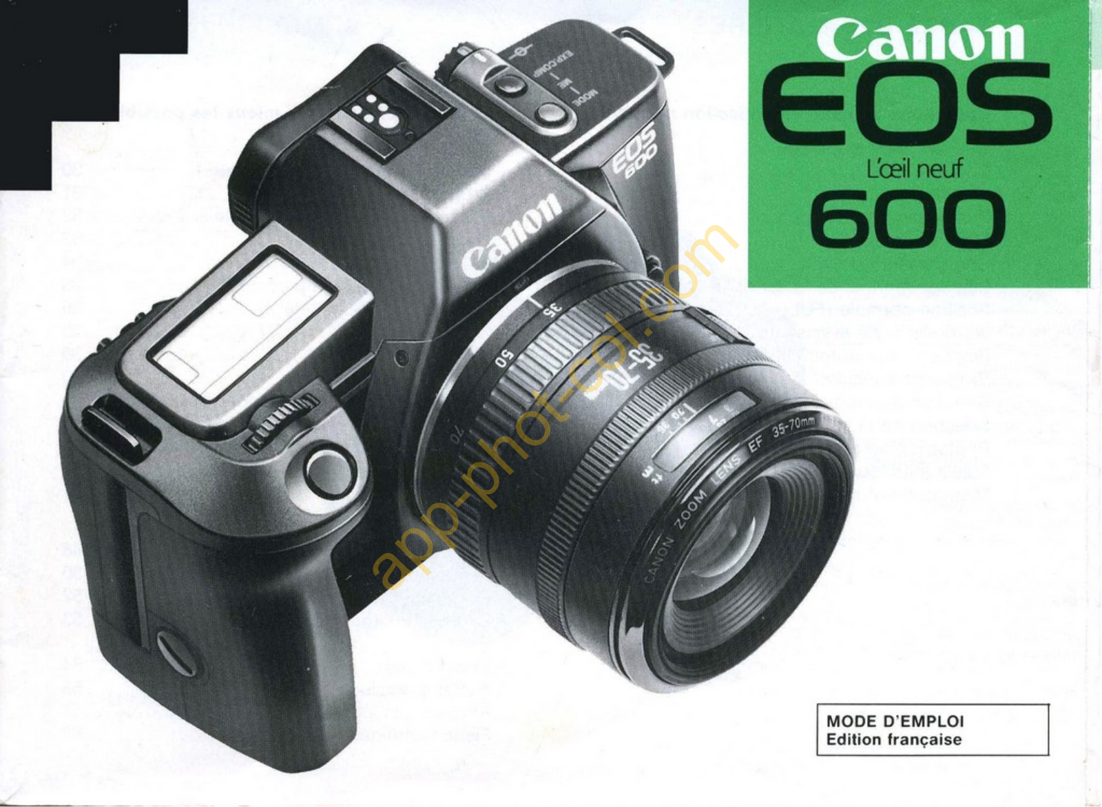 CANON EOS 600 Instruction Manual