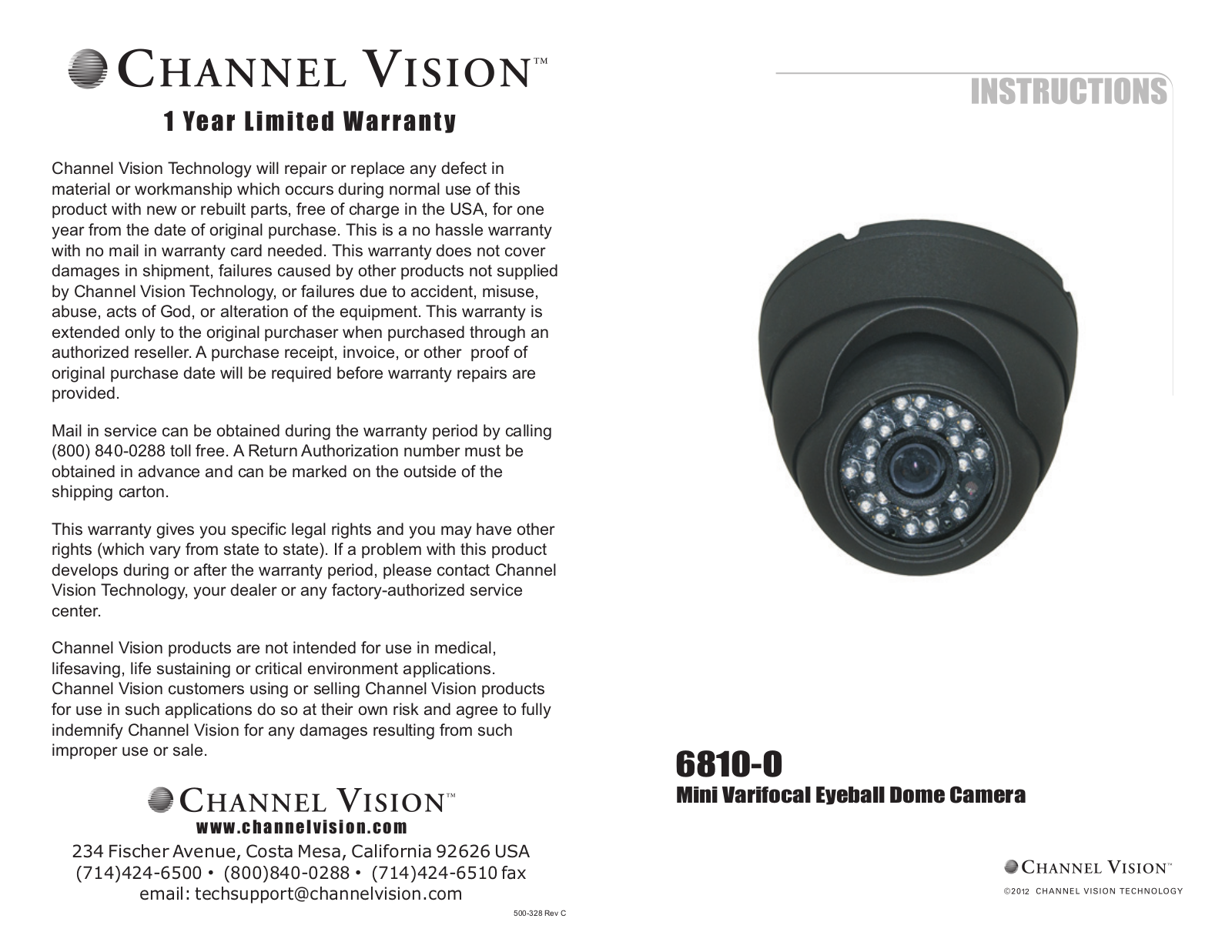 Channel Vision 6810-0 User Manual