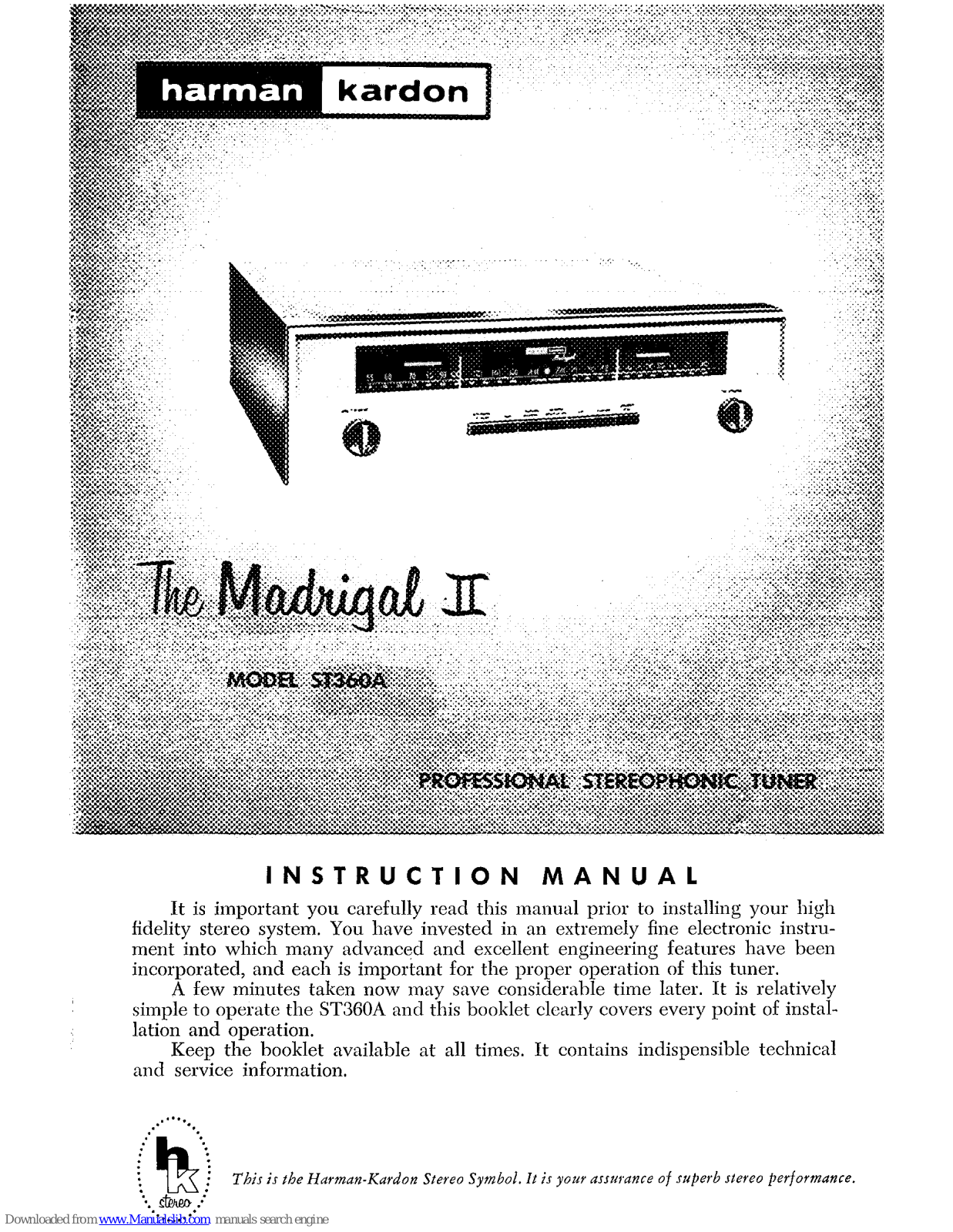 Harman Kardon ST360A Instruction Manual