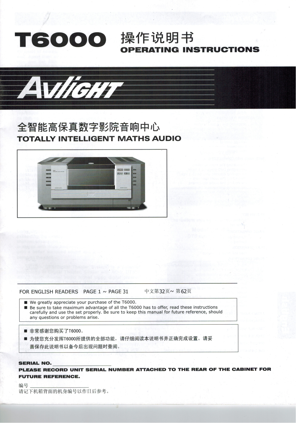 Avlight T6000 Operating Instruction