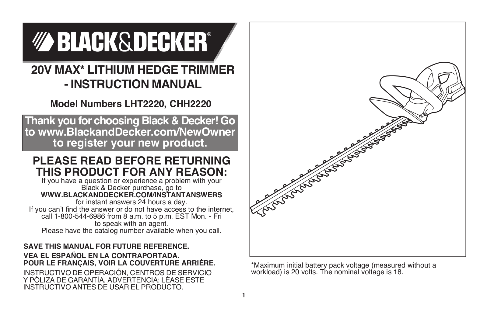 Black & Decker CHH2220 User Manual