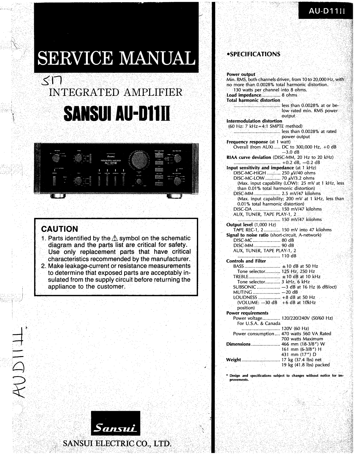 Sansui AUD-11 Mk2 Service manual