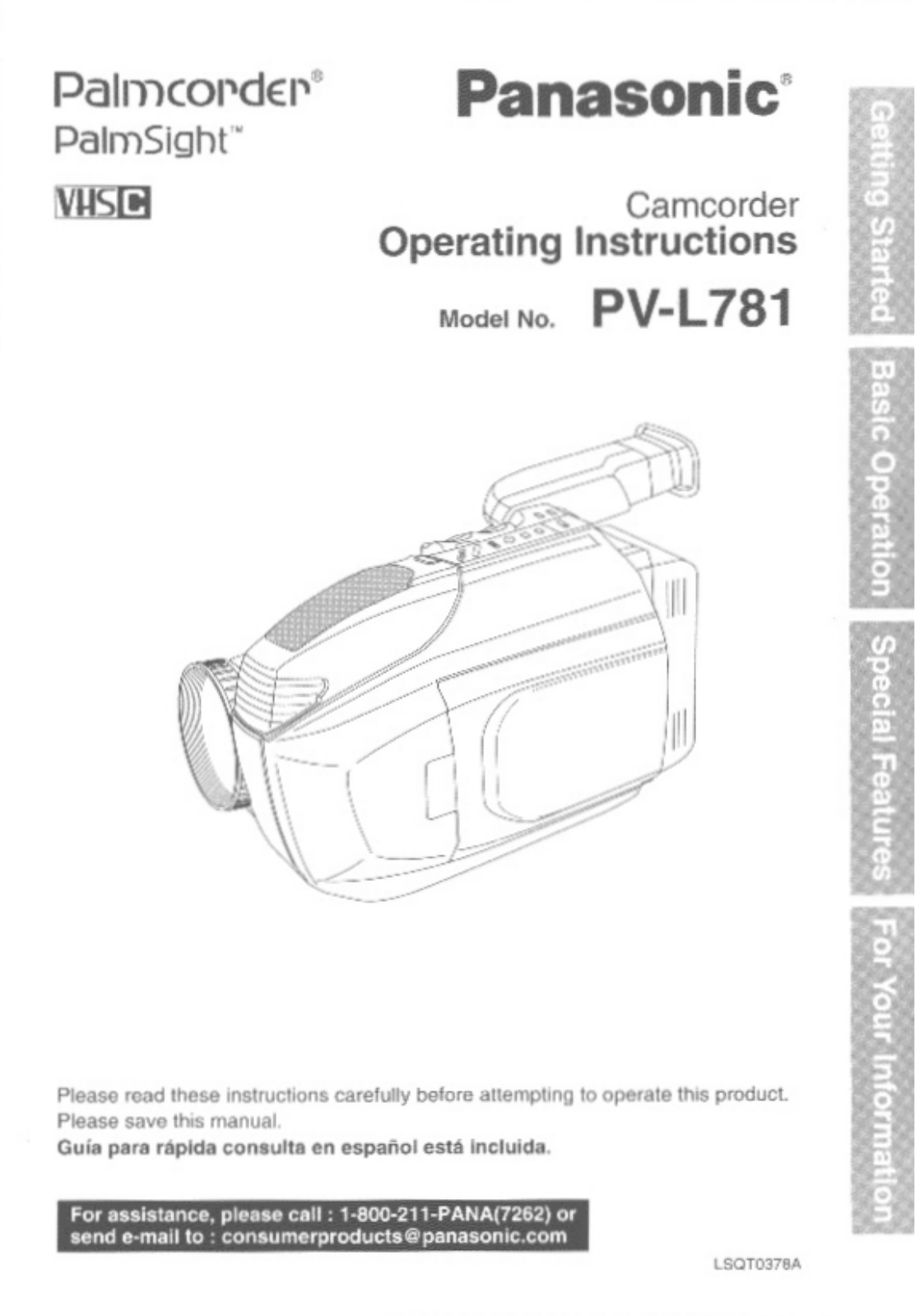 Panasonic PV-L781 Operating Instruction