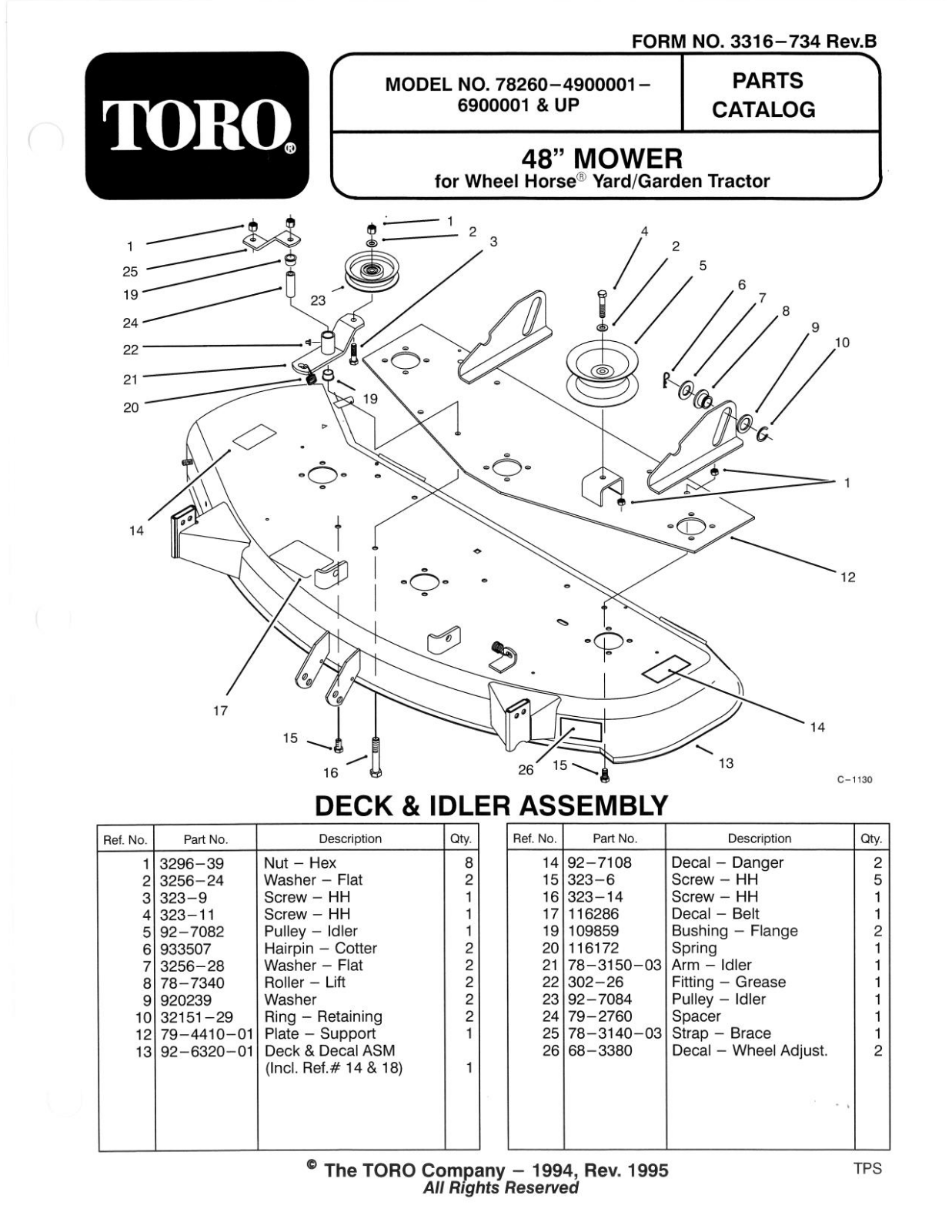 Toro 78260 Parts Catalogue