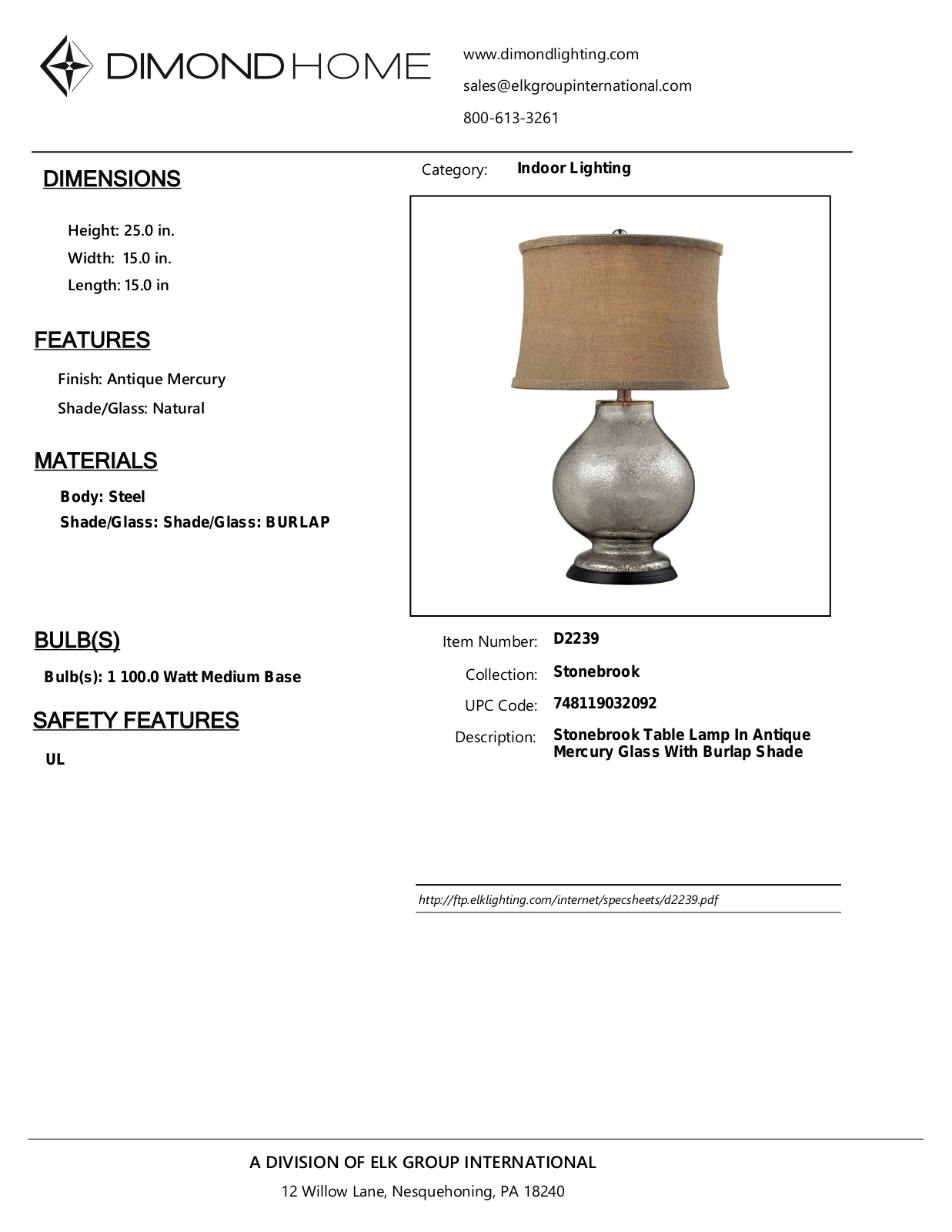 ELK Home D2239 User Manual