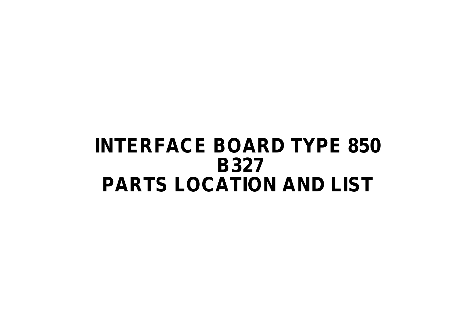 Ricoh 850, B327 Part List